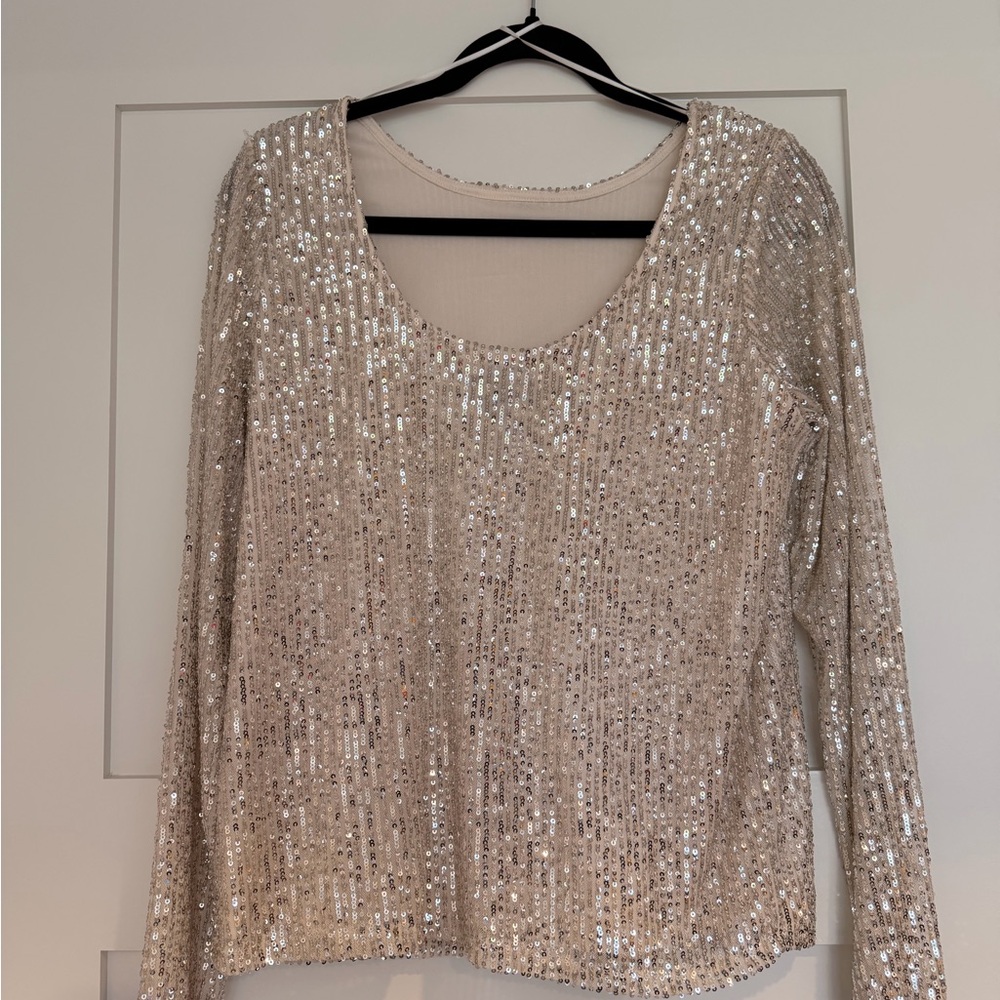 Halogen Silver Sequin Blouse - image 3